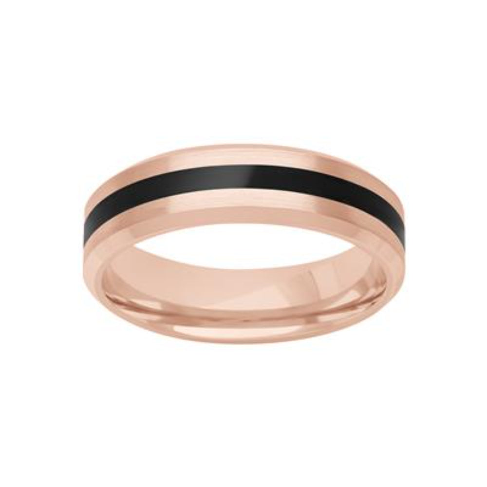 Men's 14k Rose Gold and Ceramic Wedding Band