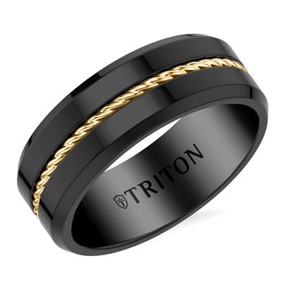 Men's 8mm Yellow & White Tungsten Carbide Ring