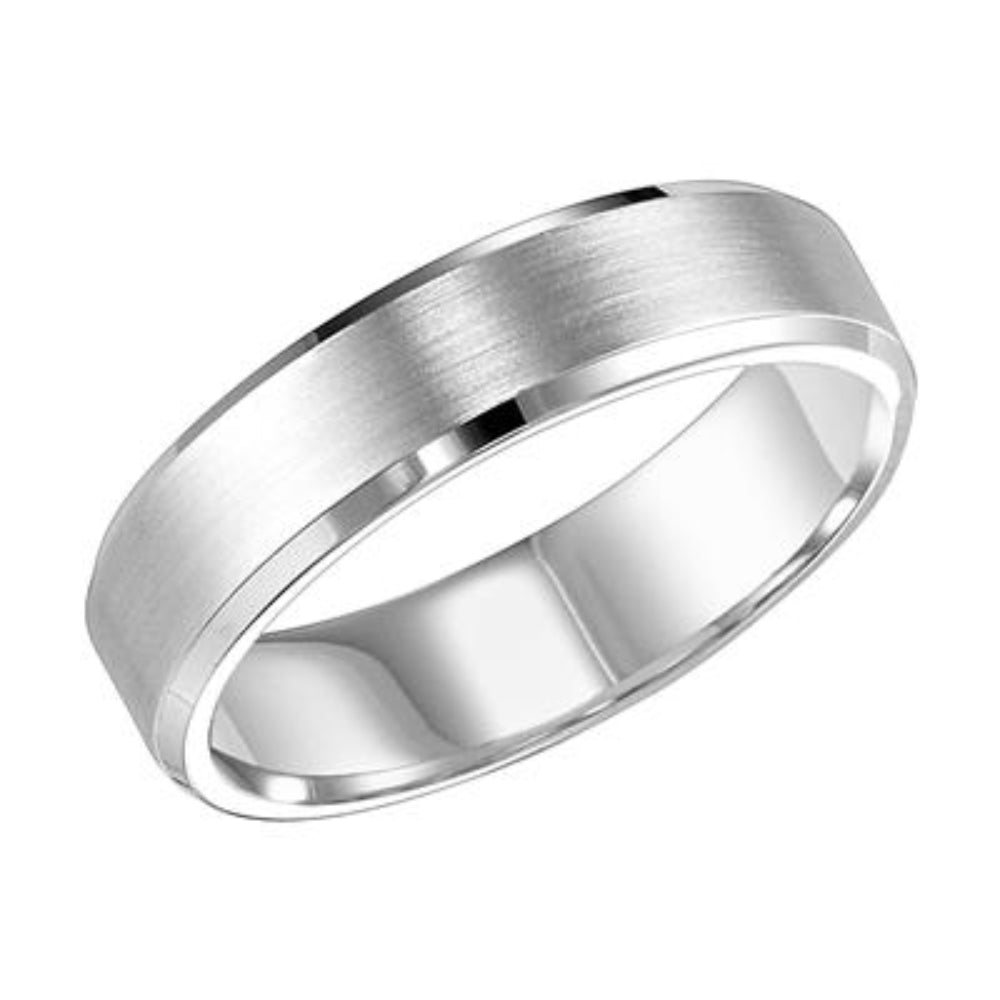 Men's 14k Flat Bevel Edge Carved Wedding Band