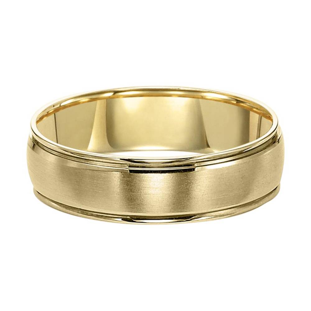 Men's 14k Gold 6mm Low Dome Brush Finish Round Edge Comfort Fit Wedding Band