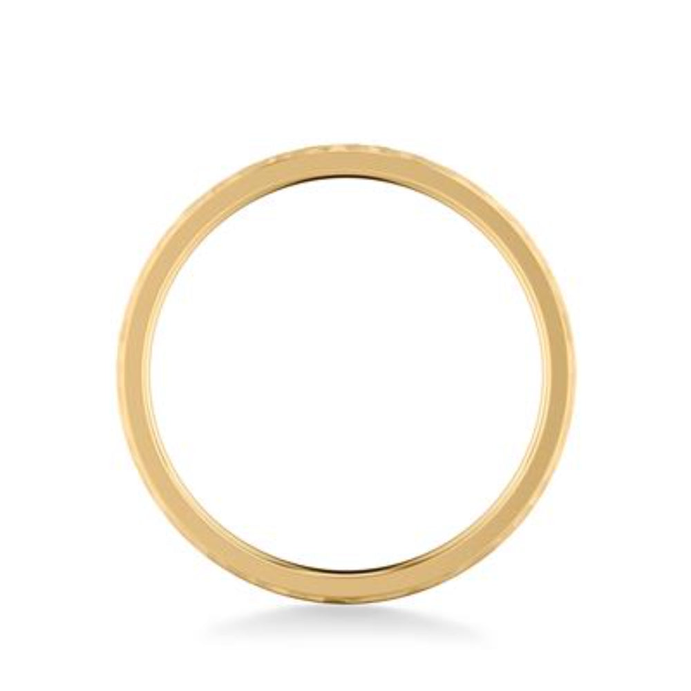 A minimalist gold band ring with a smooth, polished finish, shown from a top-down perspective on a clean white background.