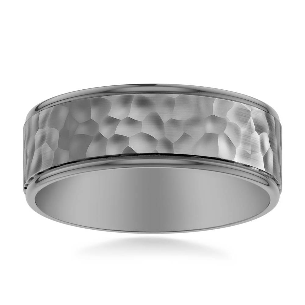 Men's 7.5mm Midnight Shadow Flat Round Edge Carved Band