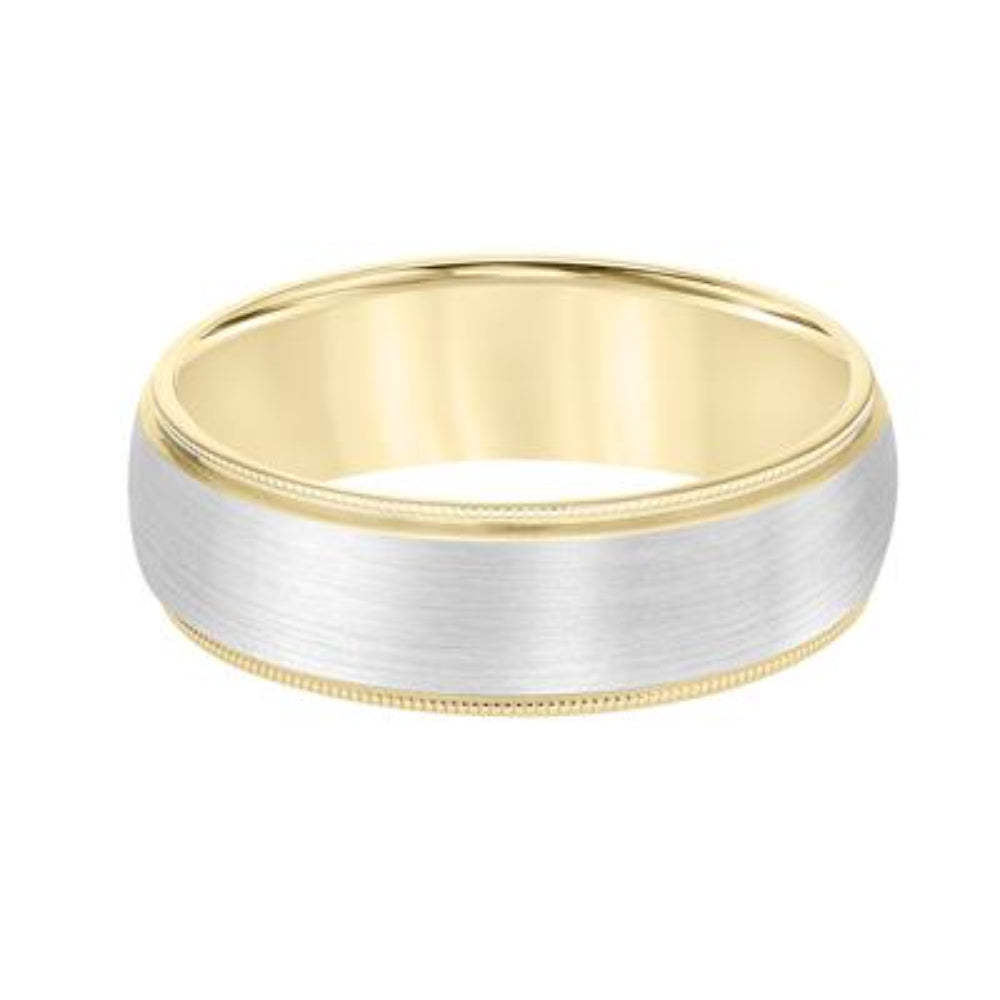 Men's 14k Low Dome Carved Wedding Band