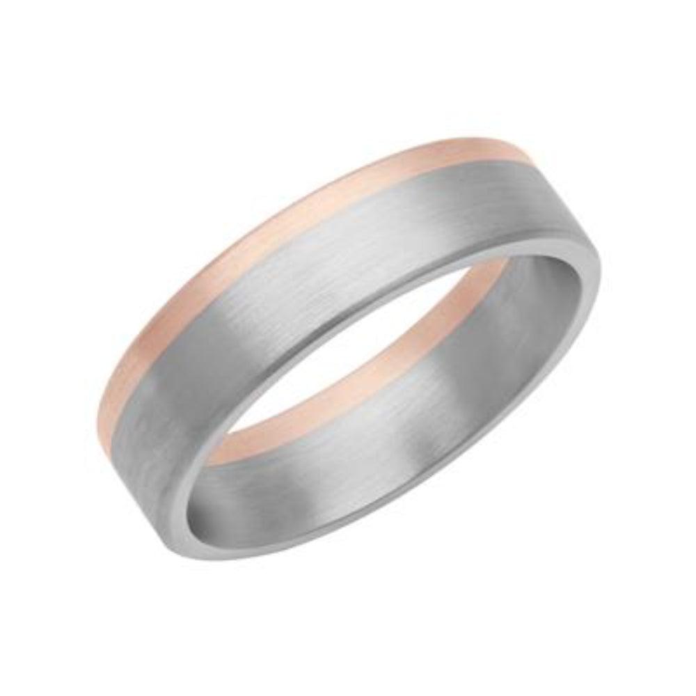 Men's 6mm 18k & Platinum Asymmetrical Fusion Band