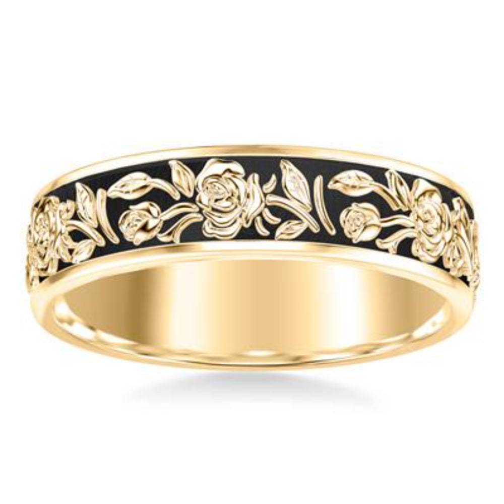 Men's 6mm Carved Floral Wedding Band