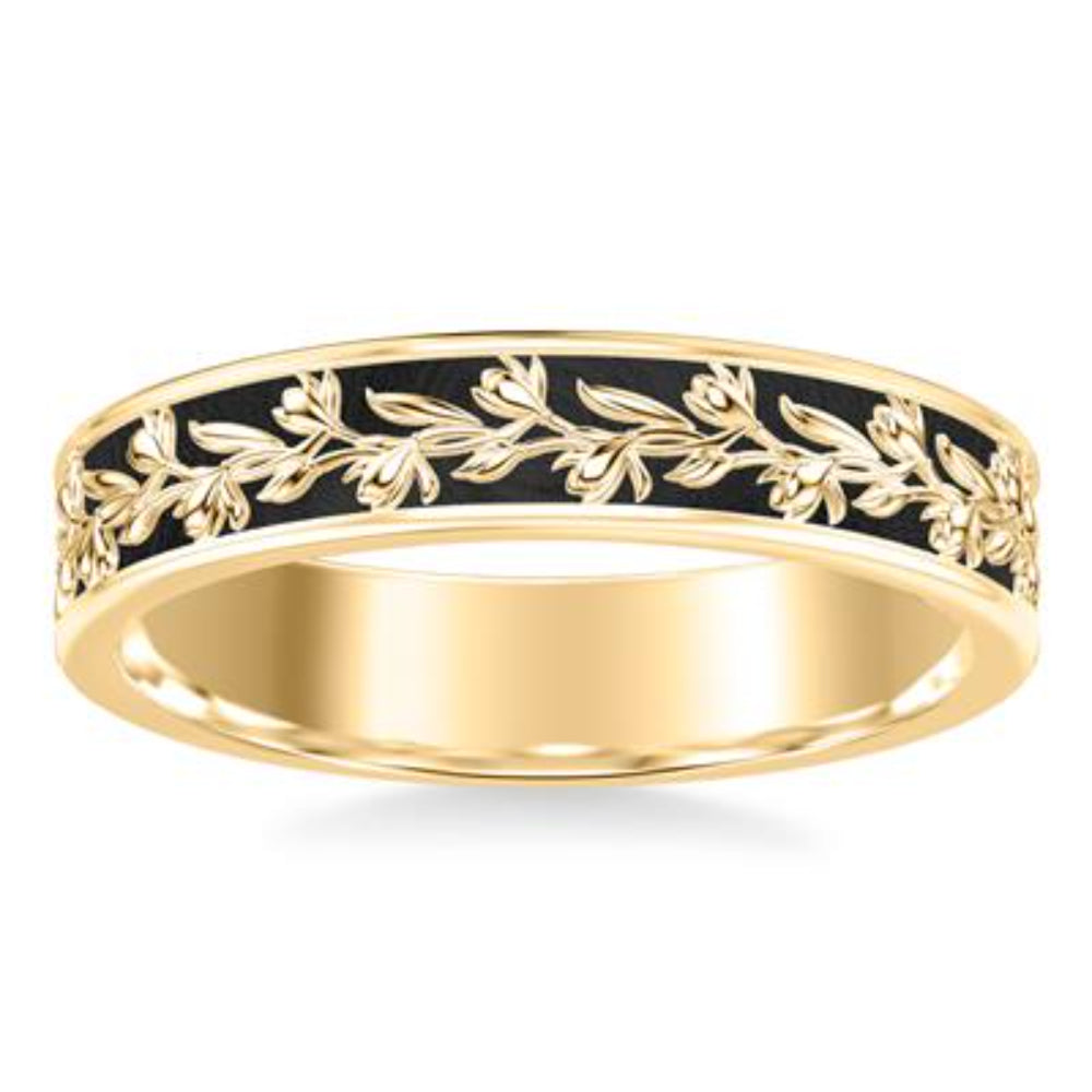 Men's 5mm Carved Floral Wedding Band