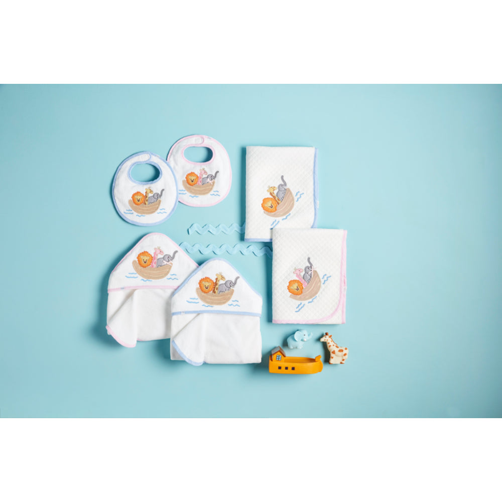 Mud Pie Pink Noah's Ark Quilted Blanket