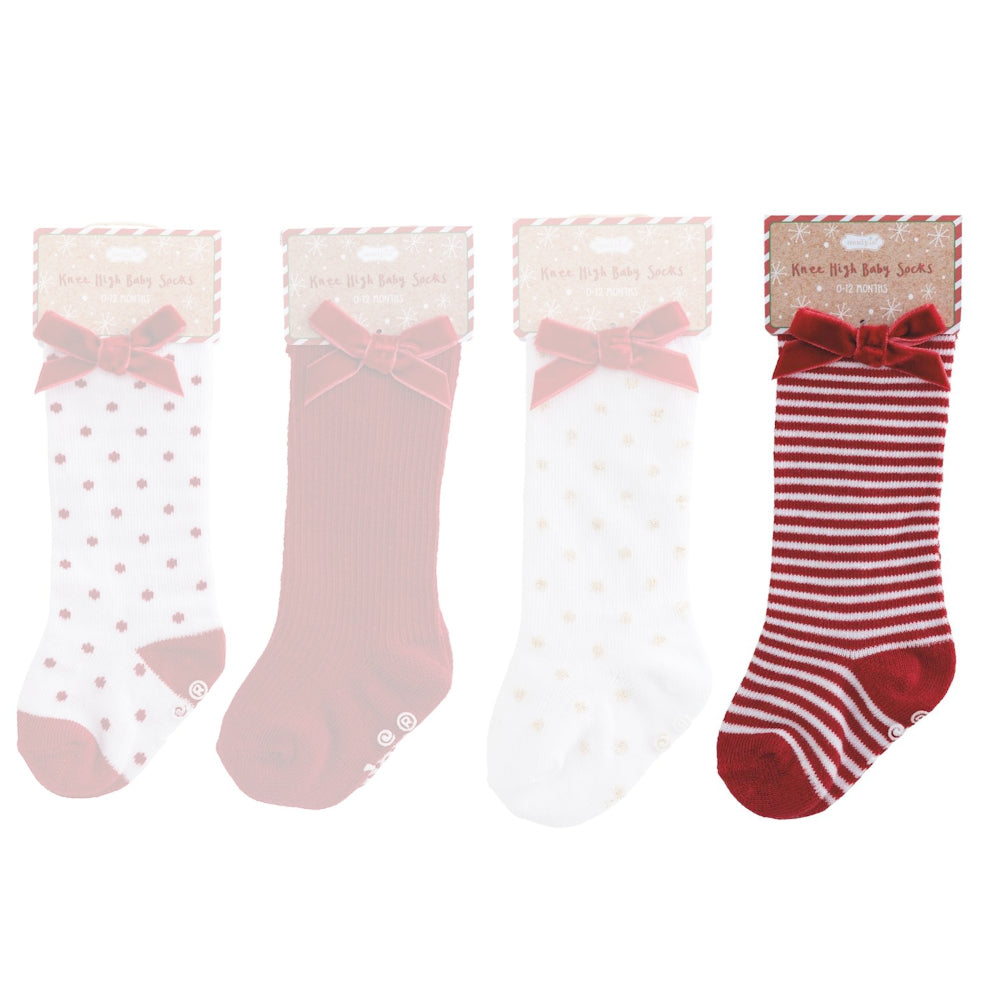 Mud Pie Tall Christmas Bow Socks