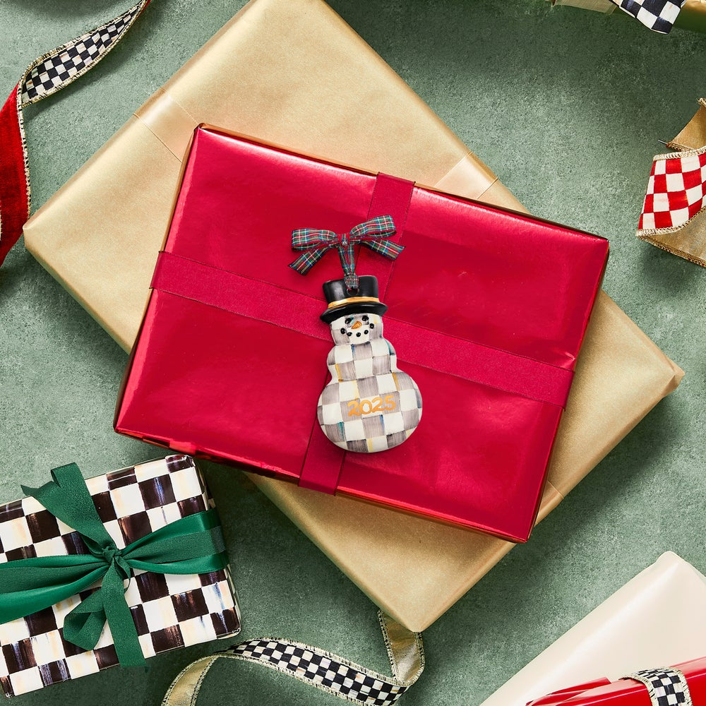 MacKenzie-Childs Sterling Check 2025 Snowman Ornament