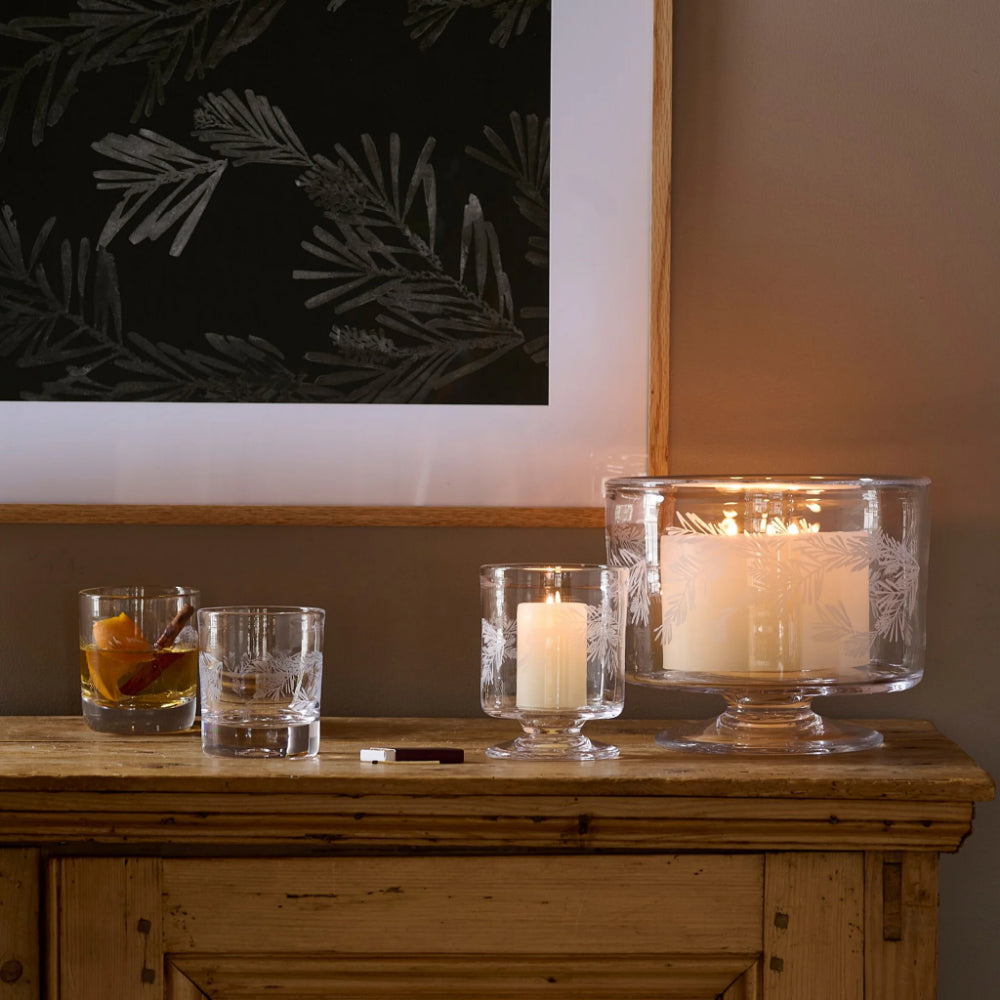 Simon Pearce Small Engraved Pine Nantucket Hurricane