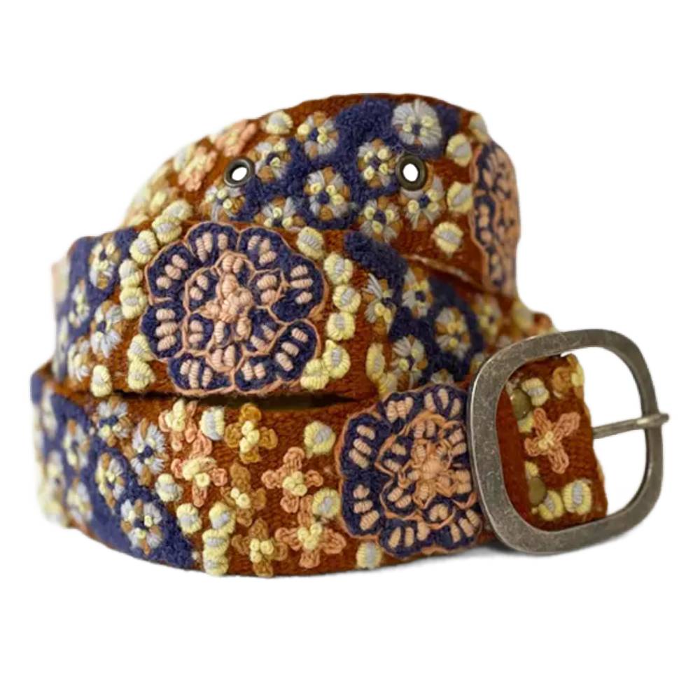 Jenny Krauss Blue Skies Floral Embroidered Wool Medium Belt