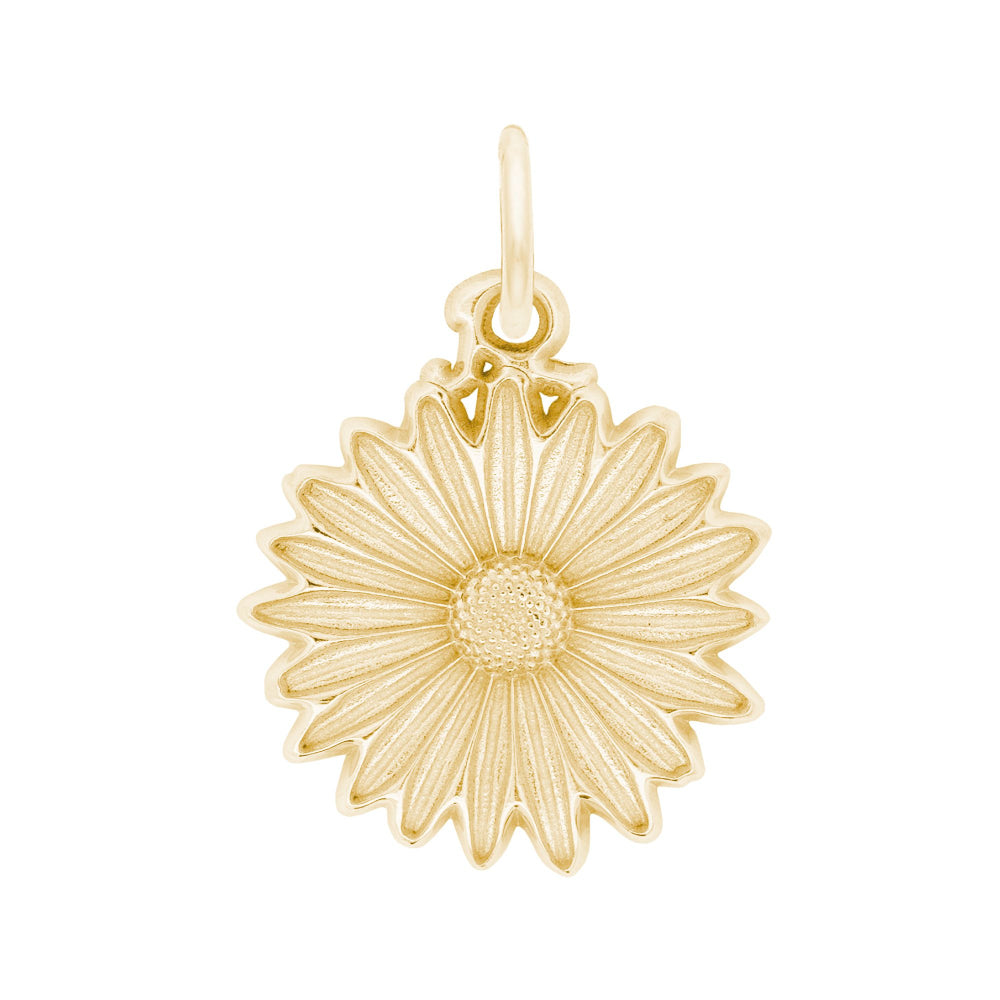 Gold sunflower pendant on a white background