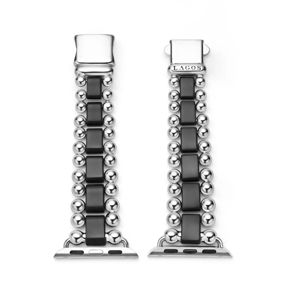 Lagos Smart Caviar Matte Black Ceramic and Stainless Steel Watch Bracelet, 38-45mm
