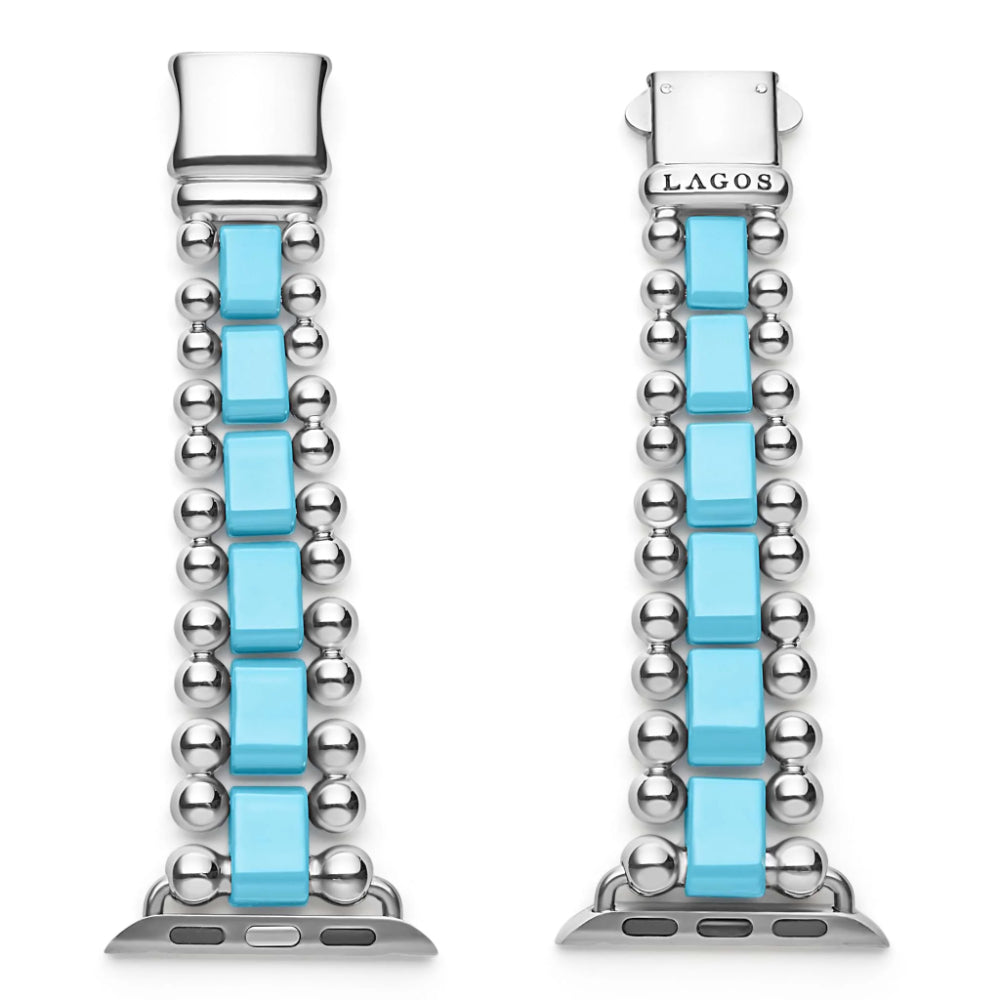 Lagos Smart Caviar Blue Ceramic and Stainless Steel Watch Bracelet, 38-45mm