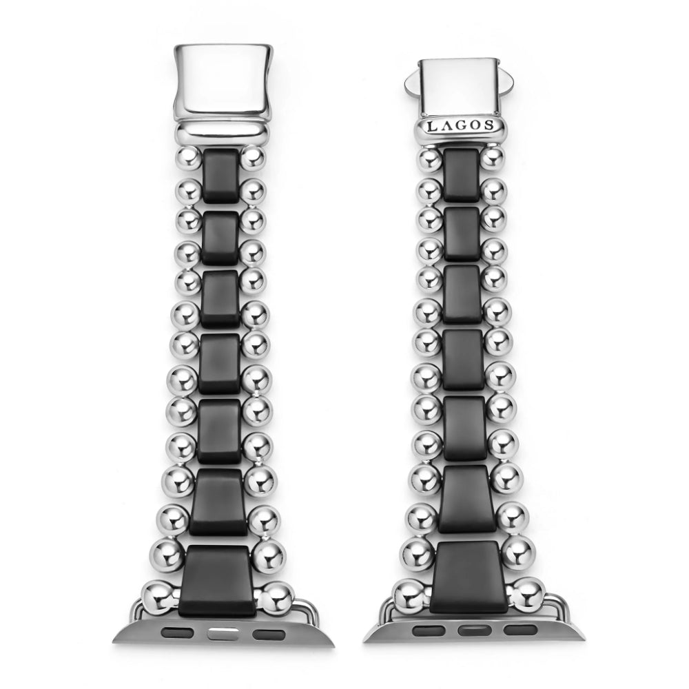 Lagos Smart Caviar Matte Black Ceramic and Stainless Steel Watch Bracelet, 42-49mm