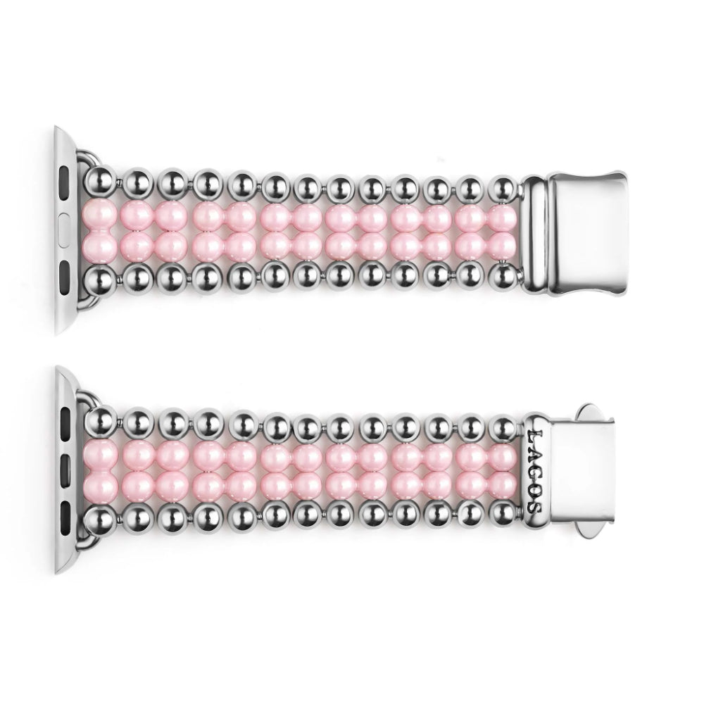 Lagos Smart Caviar Pink Ceramic and Stainless Steel Infinite Watch Bracelet, 38-45mm