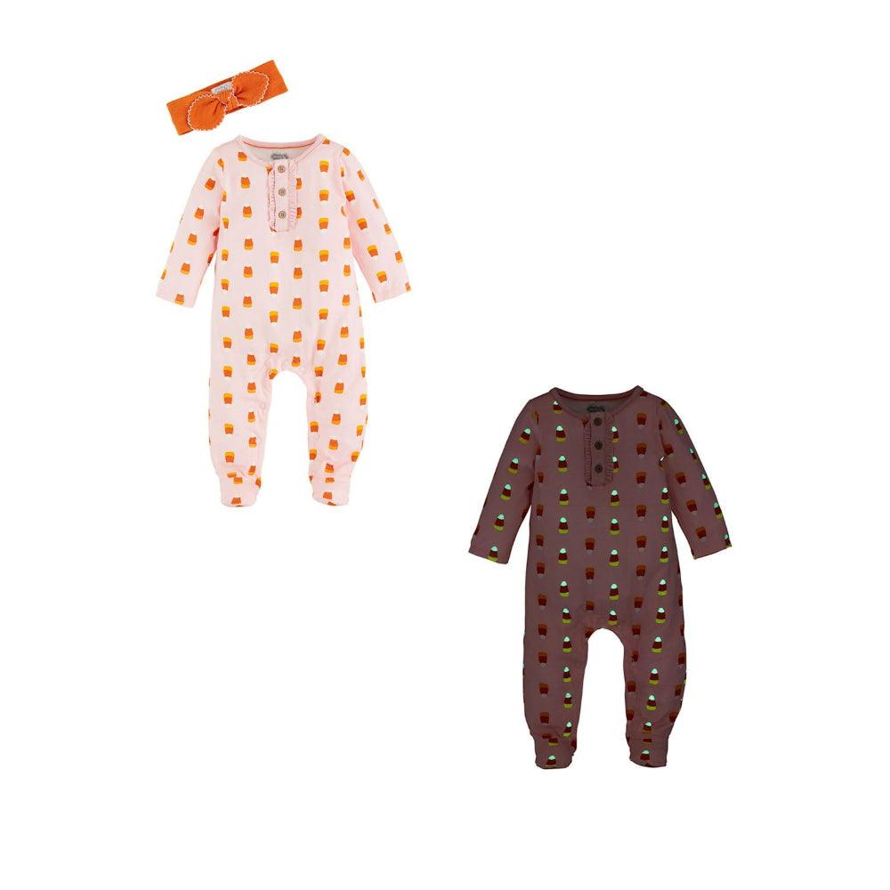 Mud Pie Candy Corn Glow Sleeper & Headband Set