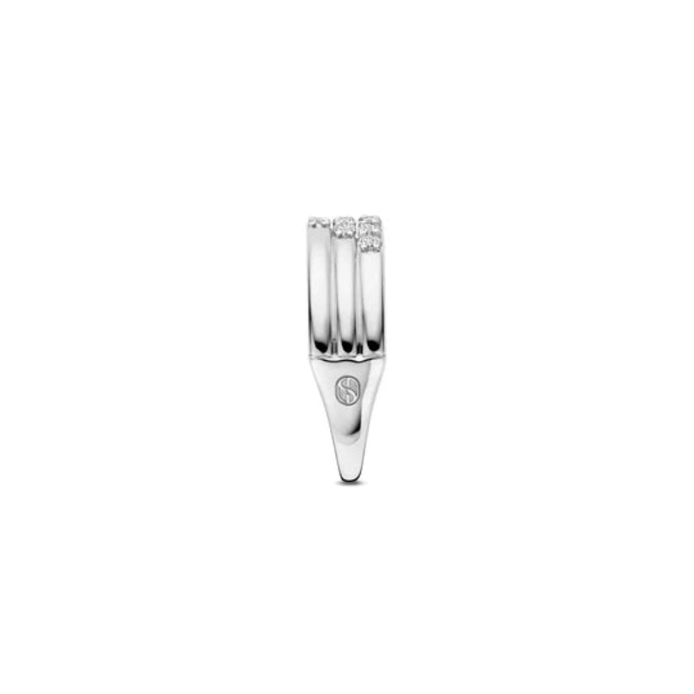 Ti Sento Silver Stardust 3 Banded Layered Ring