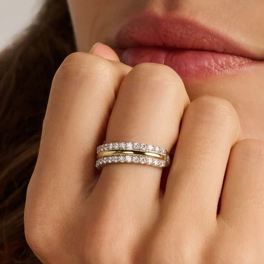 Ti Sento Two Tone Triple Band Ring