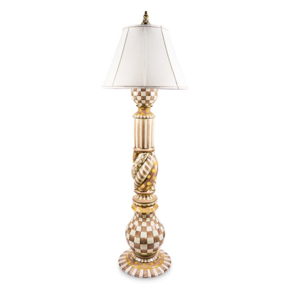 MacKenzie Childs Mocha Check Ceramic Floor Lamp - Online Only