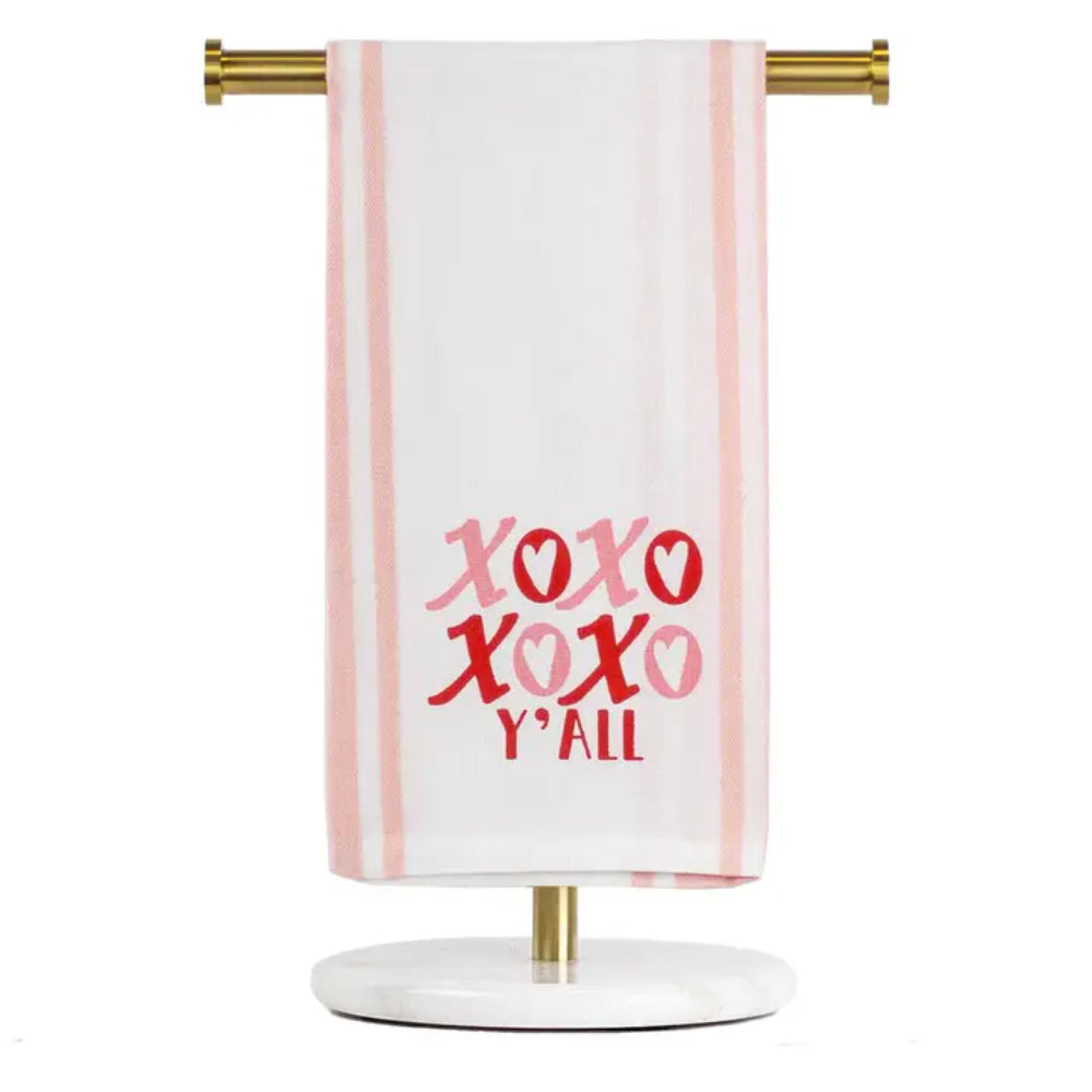 The Royal Standard XOXO Y'all Hand Towel White/Pink/Red 20x28