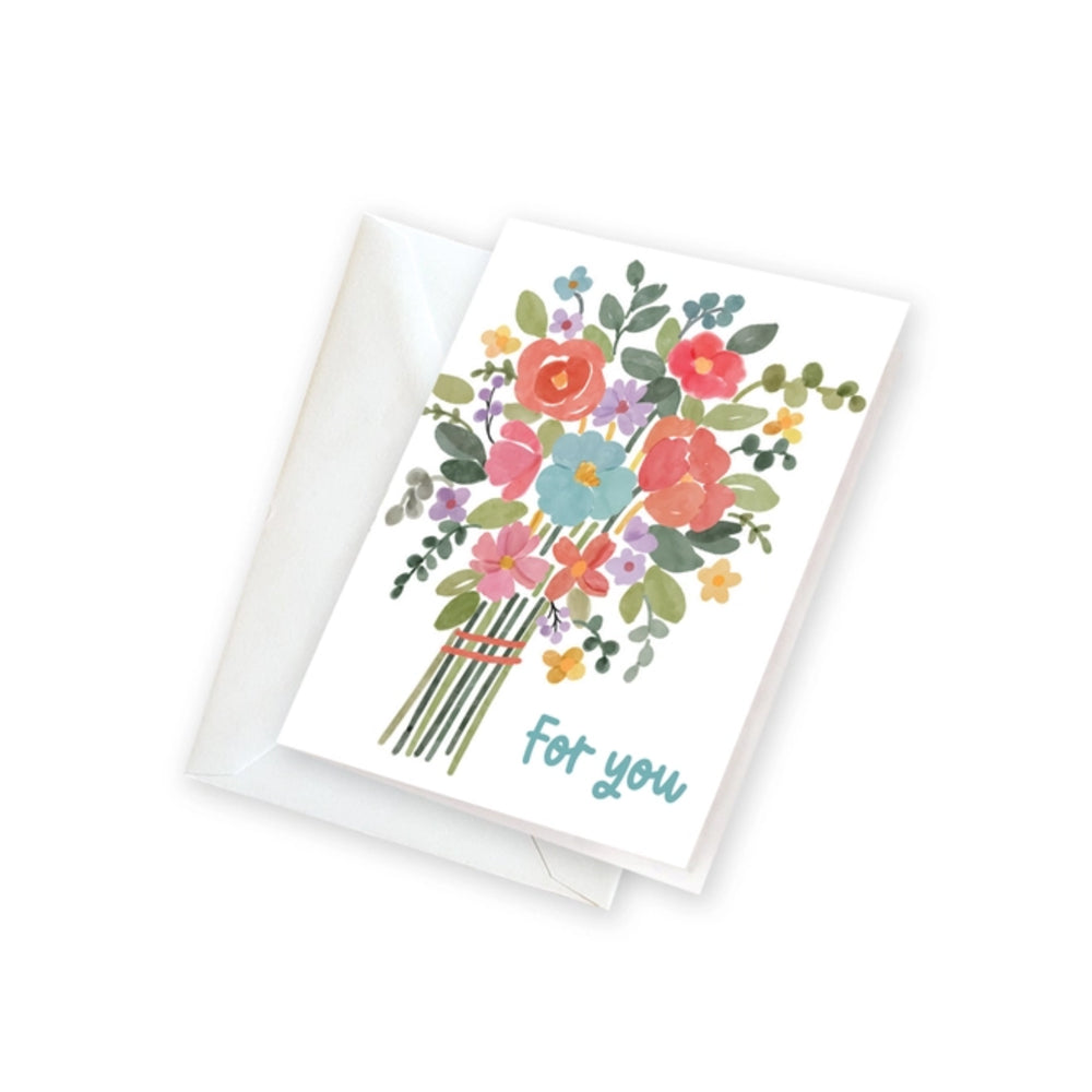 Greeting card with floral design and 'For you' text on a white background