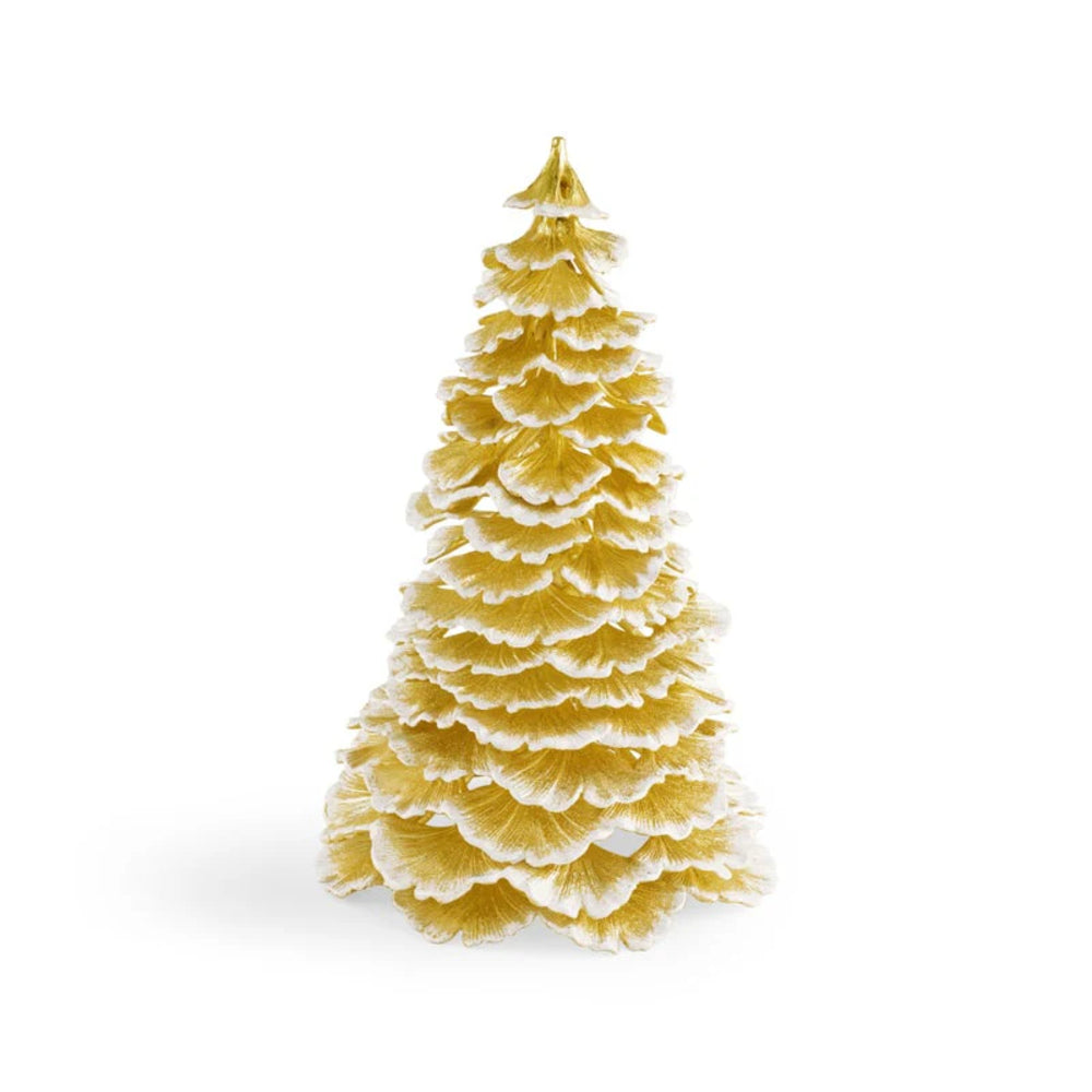 Gold Christmas tree on a white background