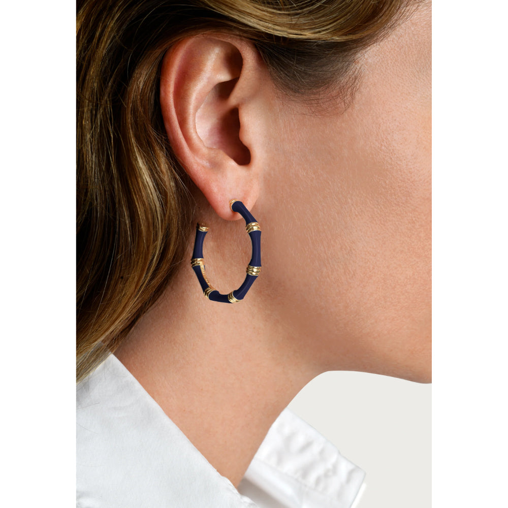 Anabel Aram Bamboo Enameled Hoop Earrings