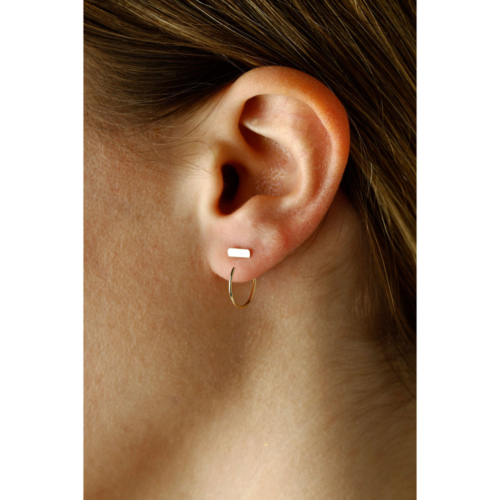 14k Gold Simple Bar Top Hoop Earrings