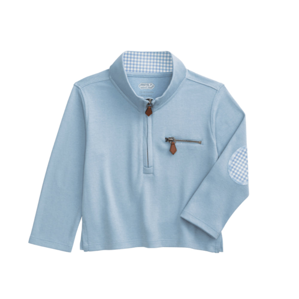 Mud Pie Blue Gingham Quarter Zips