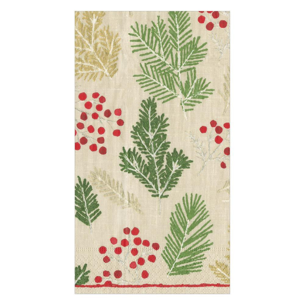Caspari Sprigs and Berries Paper Guest Towel Napkins in Linen - Package of 15
