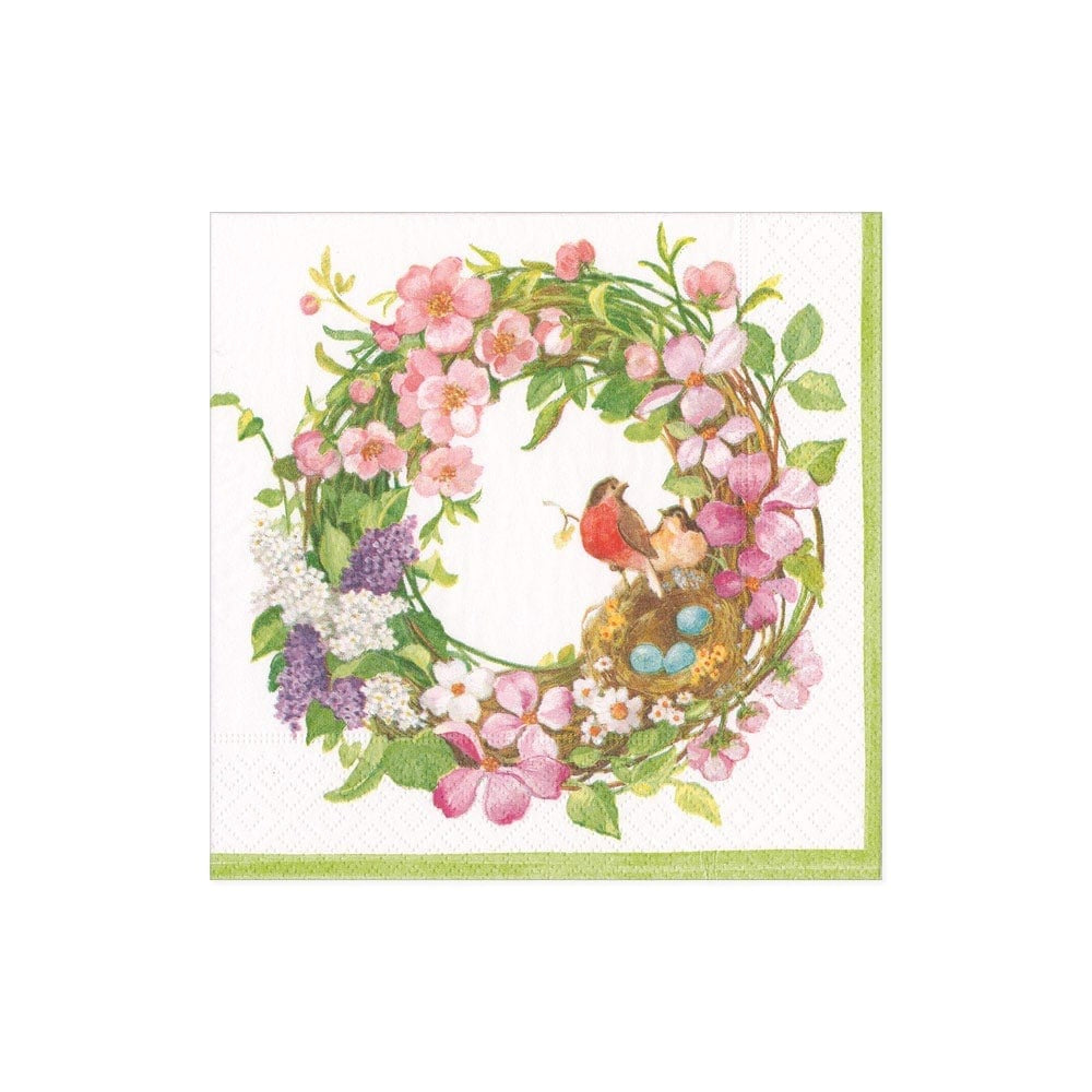 Caspari Spring Wreath Paper Cocktail Napkins