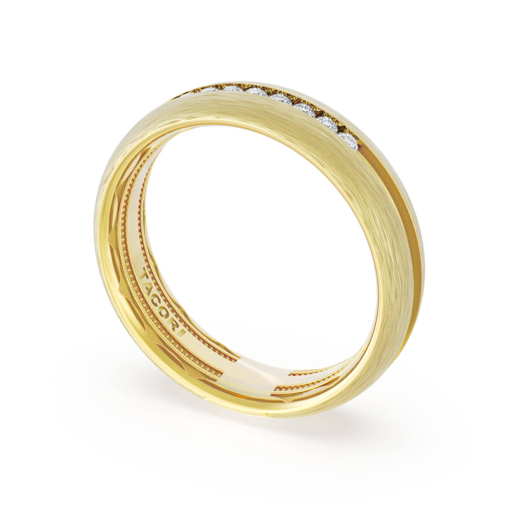 Tacori 18k Gold Rounded Brush Finish Diamond Wedding Band