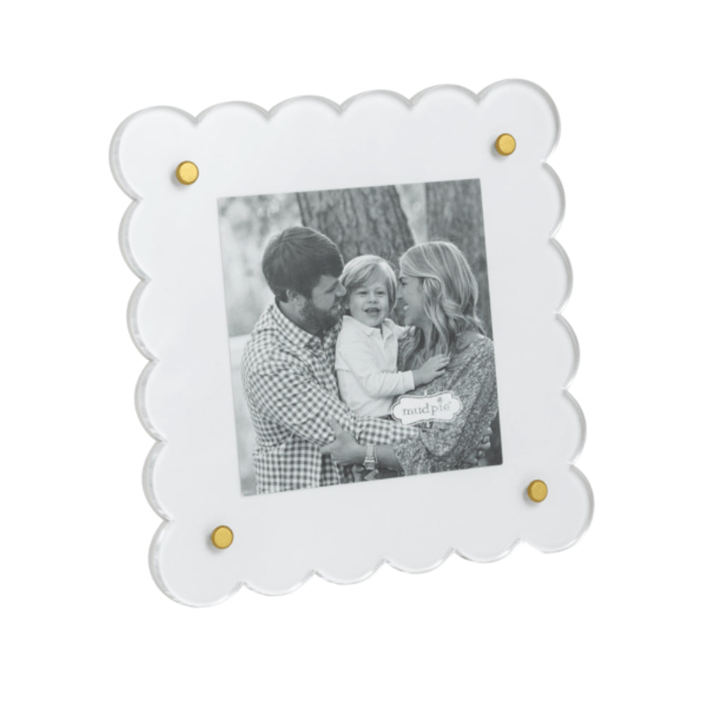 Mud Pie Mini White Scallop Frames