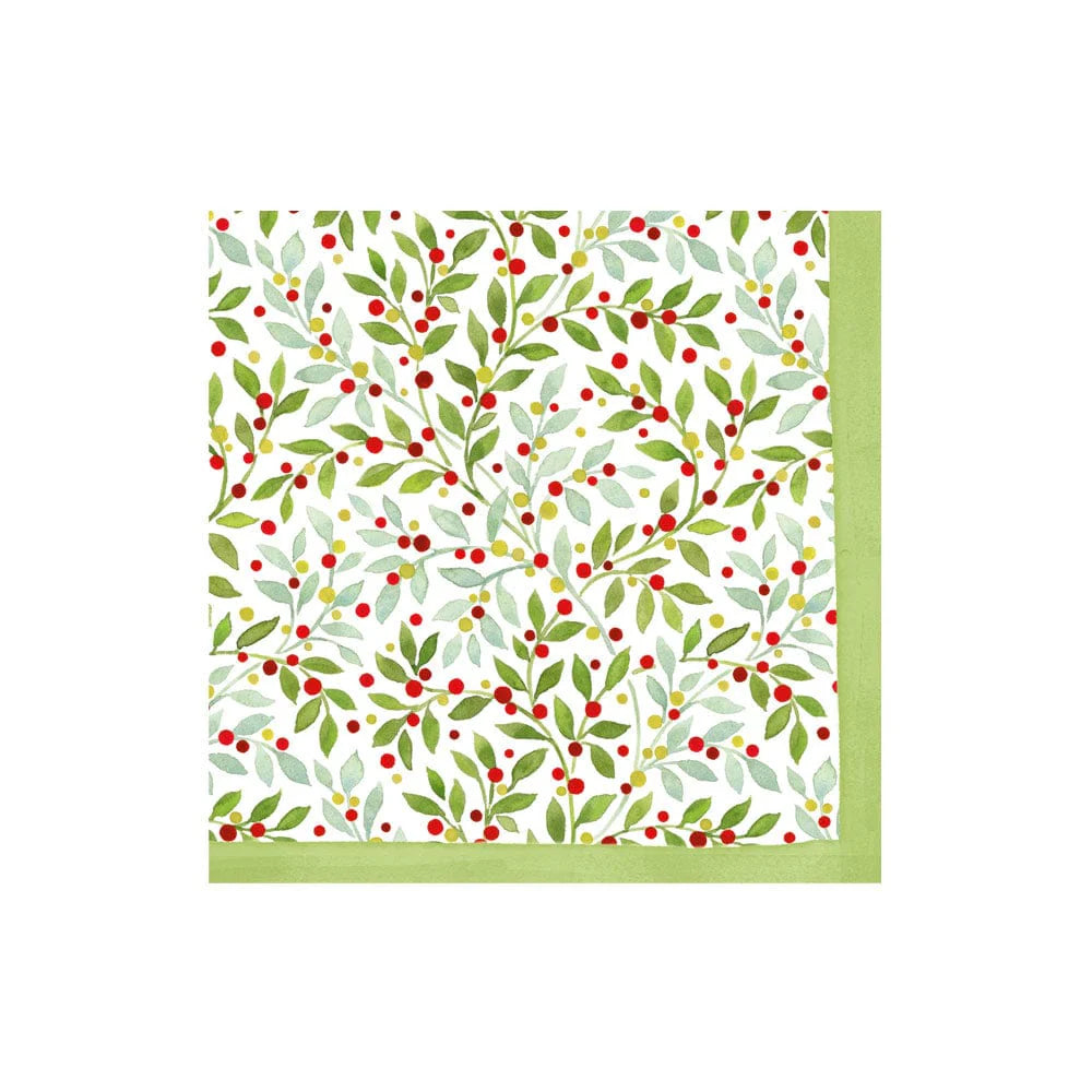 Caspari Twining Greenery Paper Cocktail Napkins - Set of 20