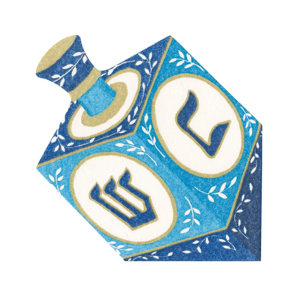 Caspari Dreidel Die-Cut Paper Linen Luncheon Napkins - Package of 15