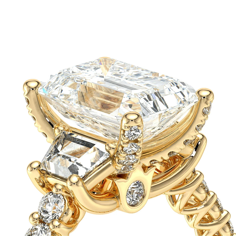 Verragio 18k Gold Lumino Collection Emerald Diamond Engagement Ring