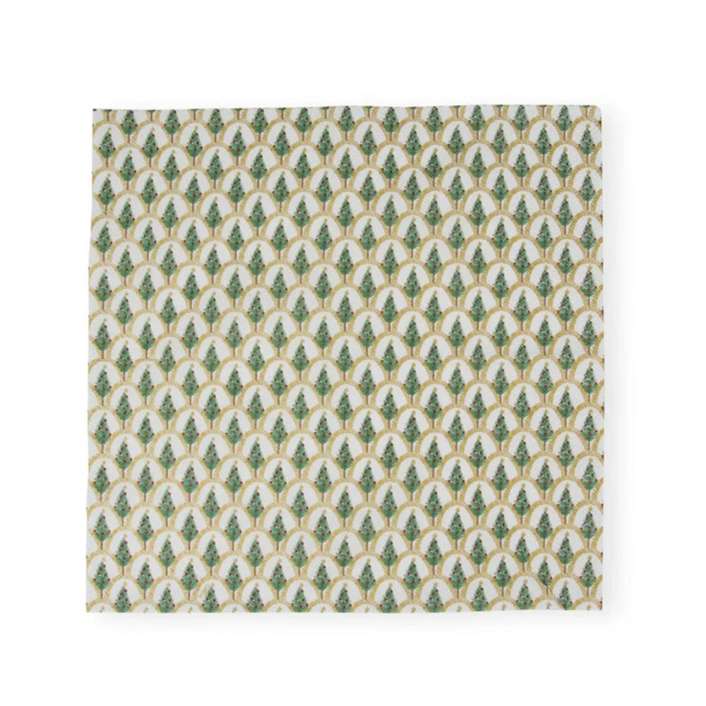 Caspari Deco Christmas Gold Cocktail Napkins - Set of 20