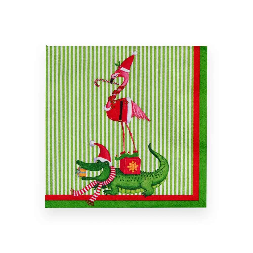 Caspari Zooey Christmas Cocktail Napkins - Set of 20