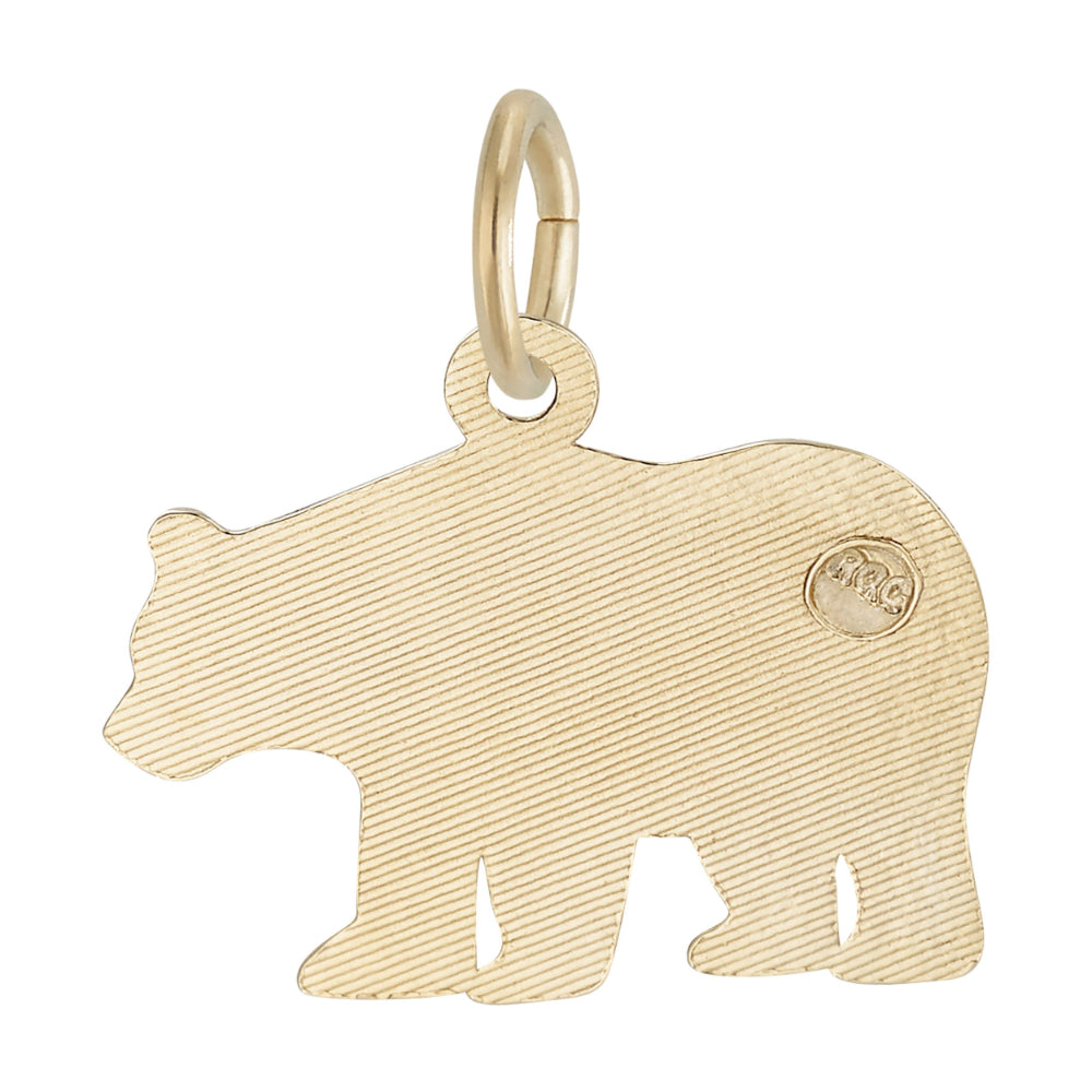Back of Gold bear-shaped pendant on a white background