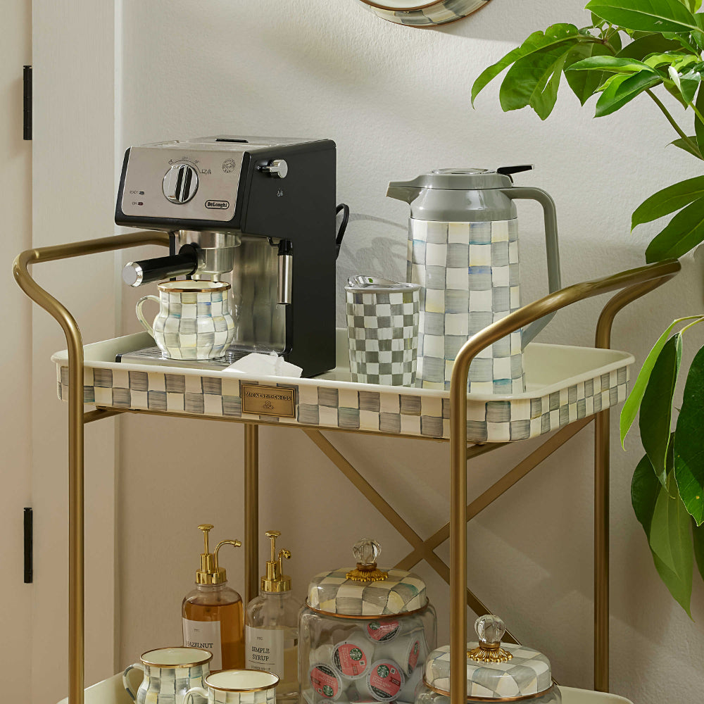 MacKenzie-Childs Sterling Check Ceramic Travel Cup