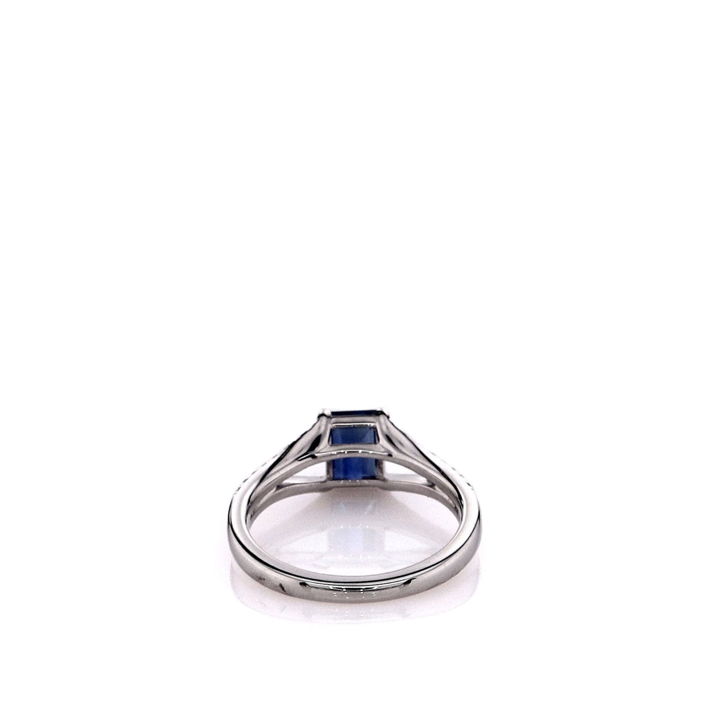 Imagine 14k White Gold Sapphire and Diamond Split Shank Ring