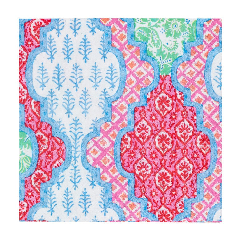 Caspari Provencale Cotton Pink Multi Cocktail Napkins