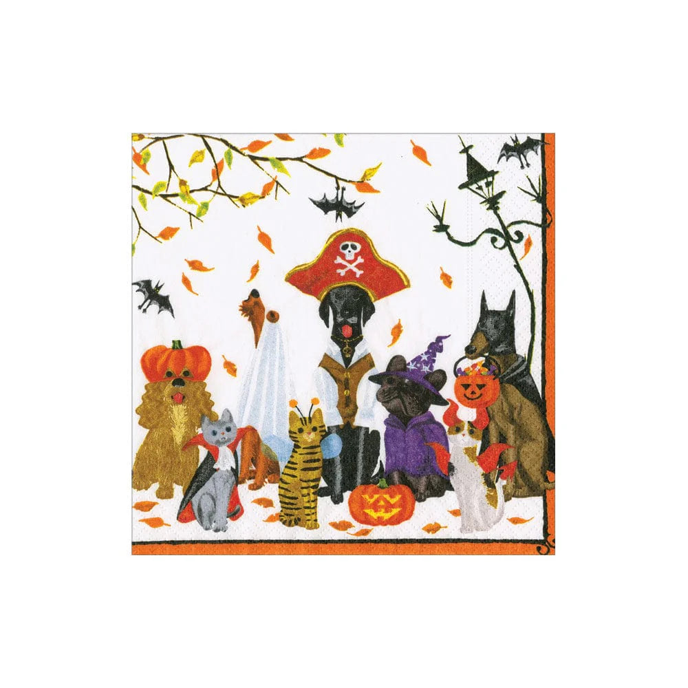 Caspari Halloween Pets Recycled Cocktail Napkins - Set of 20