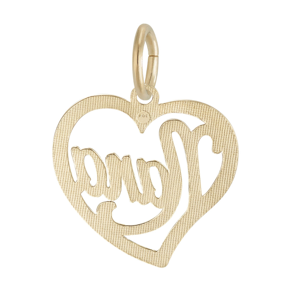Back of Gold Open Heart Charm with 'Nana; inside
