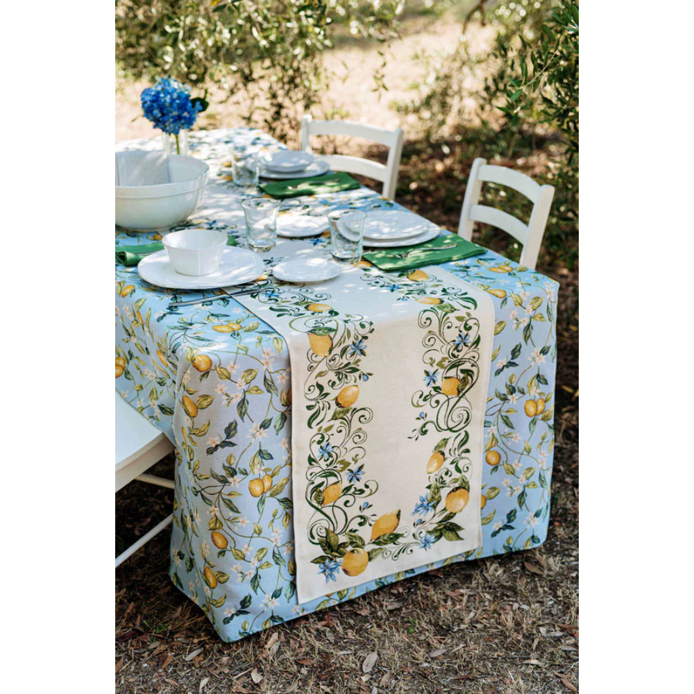 Vietri Tavola Lemons Runner With Blue Flowers