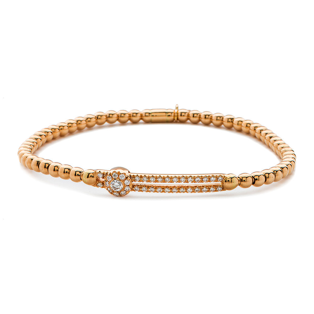 Hulchi Belluni 18k Rose Gold Tresore Collection Beaded Stretch Bracelet