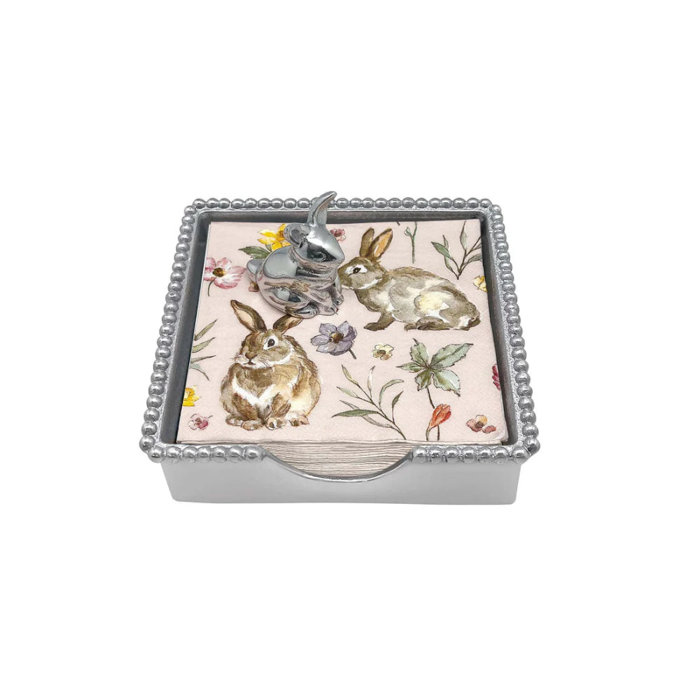 Mariposa Standing Bunny Beaded Napkin Box Set