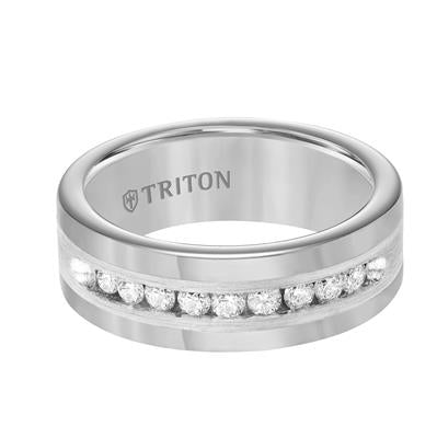 Frederick Goldman Flat Edge Stone Wedding Band