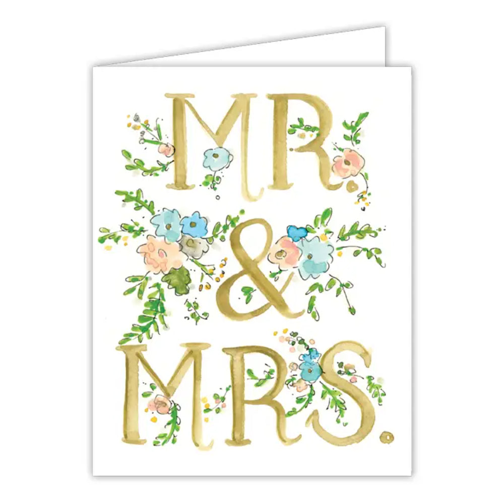 RosanneBeck Collections Mr and Mrs Floral Small Folded Greeting Card